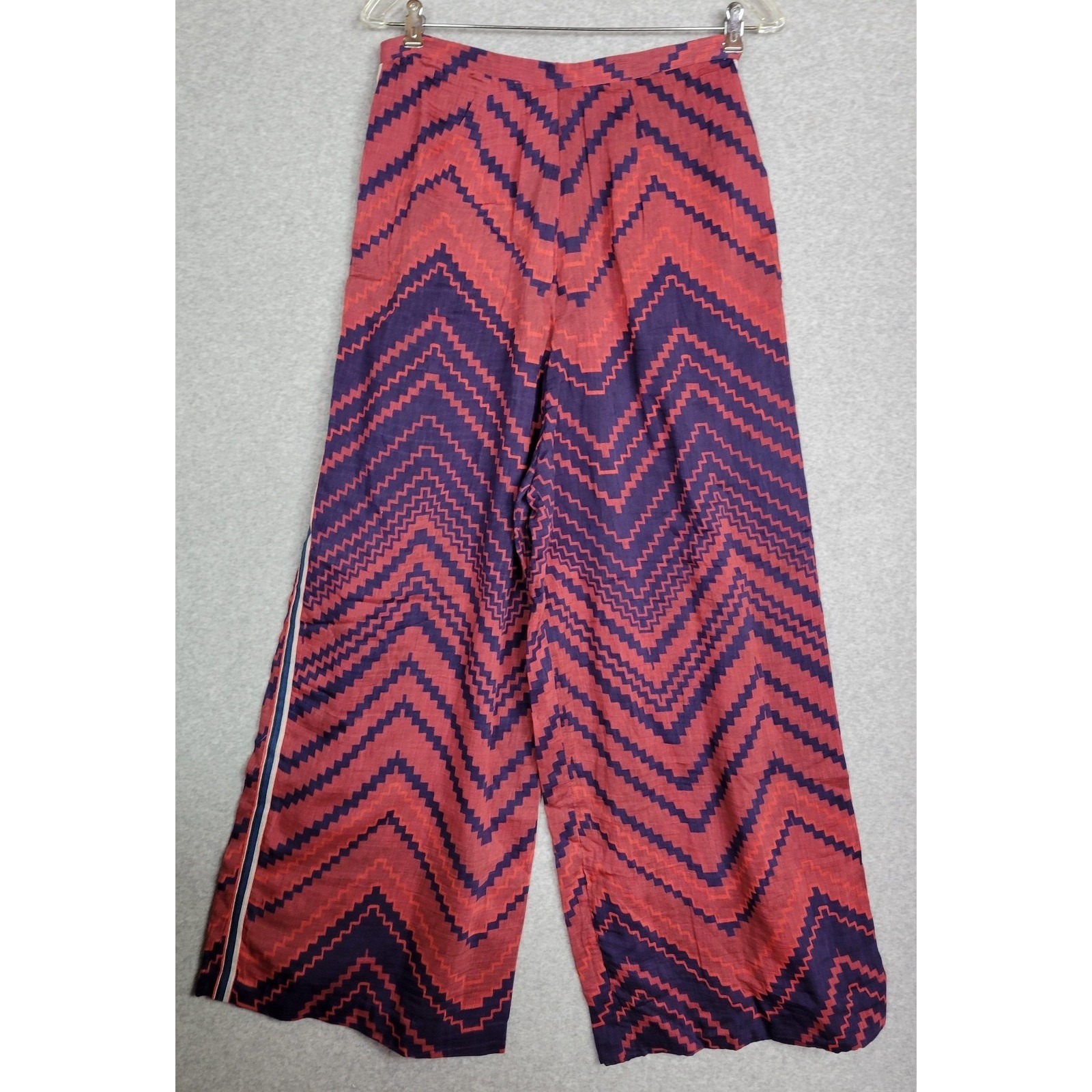 Saaksha & Kinni Red Purple Chevron Wide Leg Pants Side Stripe Size S Nwt — image 4 of 8